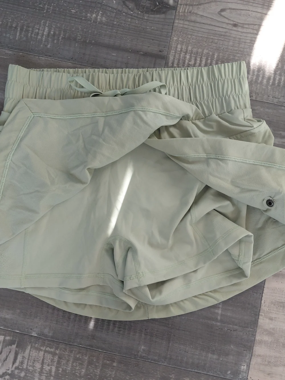 POPFLEX Light Sage Elastic-Waist Skort with Drawstring